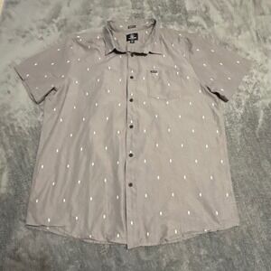 Volcom Mens Modern Fit Short Sleeve Button Up‎ Shirt Grey All Over Print XXL